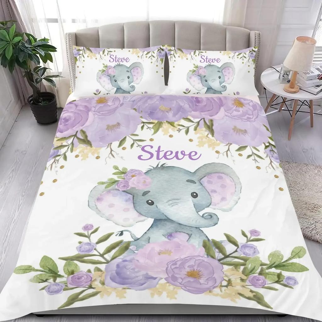 Custom Name Duvet Cover Set Cartoon Animals Unicorn Bedding Set Twin Full Queen King For Kids Girls Boys Birthday Wedding Gifts