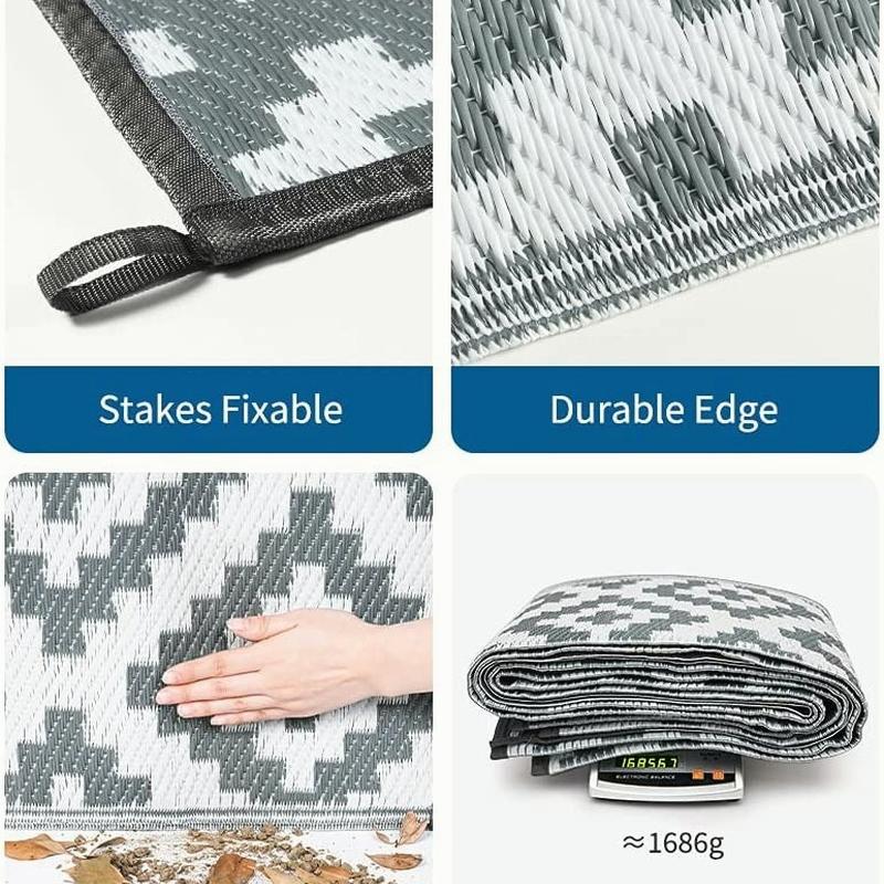 Уличные коврики для патио, двусторонний, легко очищаемый ковер для патио, портативный удобный тканый уличный ковер
