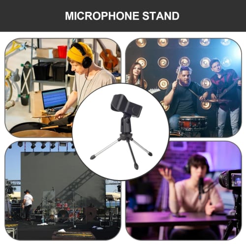 Microphone Tripod Stand with Microphone Holder, Stable, for Filming, Podcasting, and Singing, Clip Holder Set, Anti-Slip, Convenient Storage, Ideal fo