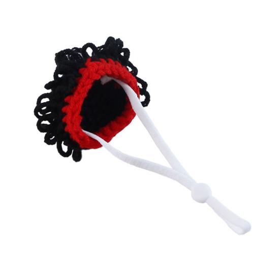 Вязаная шапка хомяка для питомцев, шапка с двумя косами и регулируемым ремешком