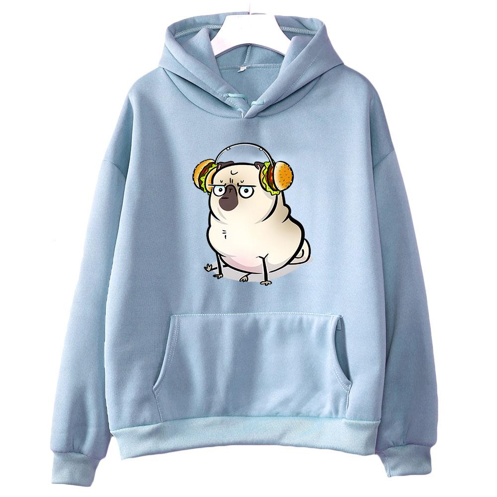 Pug Dog Anime Clothes Manga/Comic Hoody Harajuku Fashion Hoodie Female/Male Fleece Long-sleeved Winter Loose Pullovers Regular