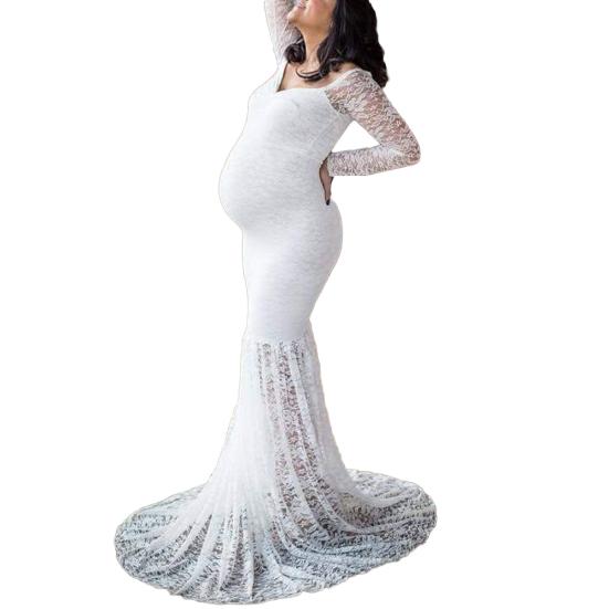 Miss Angel сексуальное платье для беременных с кружевом длиной до пола, сексуальное платье с открытыми плечами