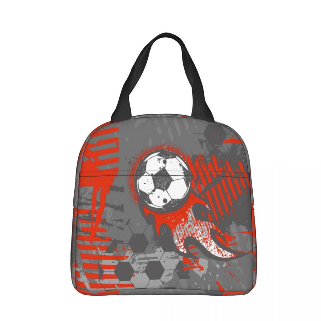 Cartoon Soccer Ball Football Insulated Lunch Bags Large Meal Container Thermal Bag Lunch Box Tote College Travel Food Handbags