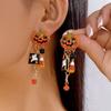 Dripping Oil Collarbone Chain Personality Vintage Earring Cute Pumpkin Ghost Necklace  Autumn