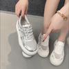 Summer Mesh White Shoes Women Breathable Mesh Chunky Fashion Lace-up Thick Bottom Height Increasing Casual Trainers Size 35-40