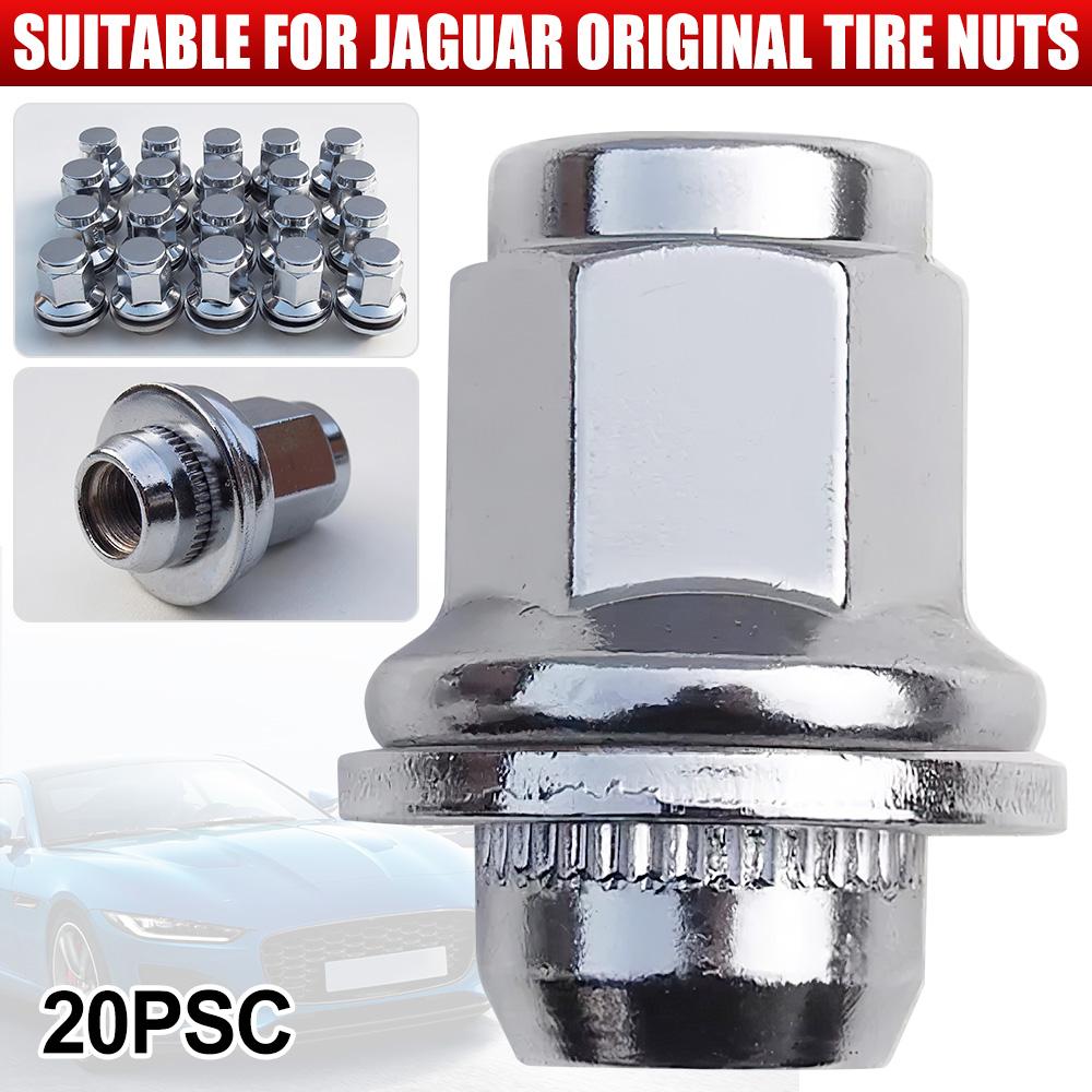 20PCS Iron Wheel Lug Nut Replacement for Jaguar XJ XK XF S X Type C2C35294 Silver Metal Accessories for Vehicles