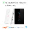 Smart Wifi Touch Switch No Neutral Wire Required 1/2/3 Gang Smart Light Switch AC90V-260V Remote Control Single Fire Work With Alexa Google Home