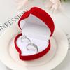 Heart Shape Exquisite Ring Display Box Velvet Jewelry Box Red Rose Double Ring Storage Box