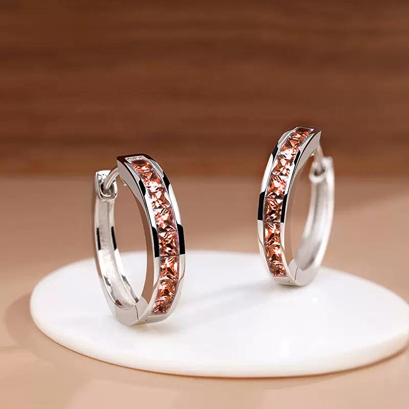 Классический дизайн из стерлингового серебра 925 пробы, женские серьги-кольца, полностью инкрустированные квадратными цирконами огранки «принцесса», простые и элегантные женские аксессуары, универсальные украшения