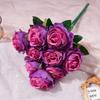 9 Heads Rose Artificial Flower Multicolor Flower Bouquet Lifelike Flowers  Party Supplies