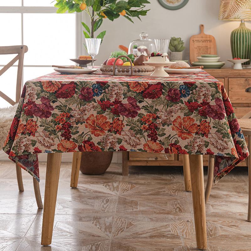 Скатерть в стиле ретро, с масляной живописью, круглая, квадратная, высококлассная, с цветочным декором, накидка, легкая роскошь, многоцелевая накидка