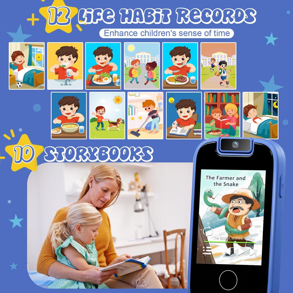 AYATAHA детский телефон игрушка для девочек 4-12 лет рождественский подарок на день рождения сенсорный экран детский умный детский телефон игрушка телефон с флип-камерой видеозапись