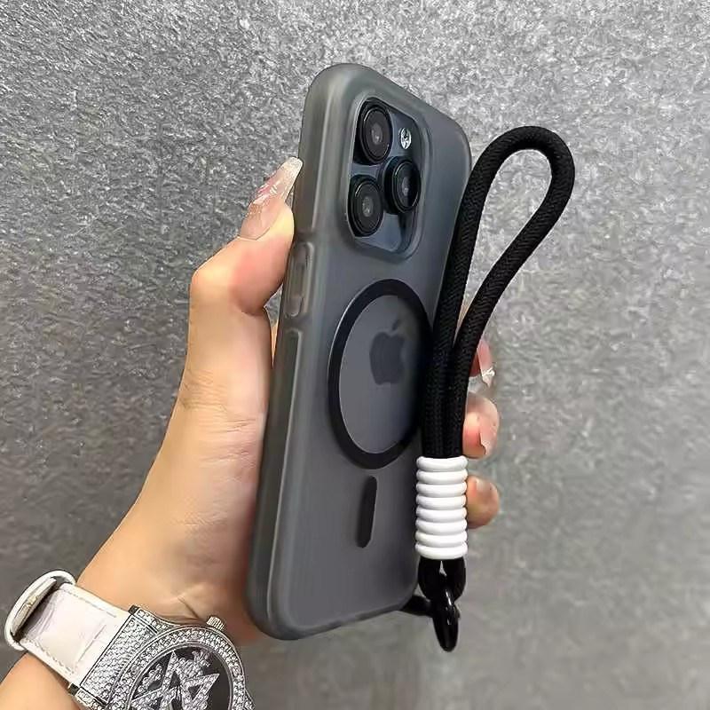 Для Magsafe Матовый Магнитный Чехол Candy Для iPhone 16 Pro Max 15 14 13 12 Ремешок На Запястье Кистевой Ремешок Прозрачный Желейный Бампер Чехол