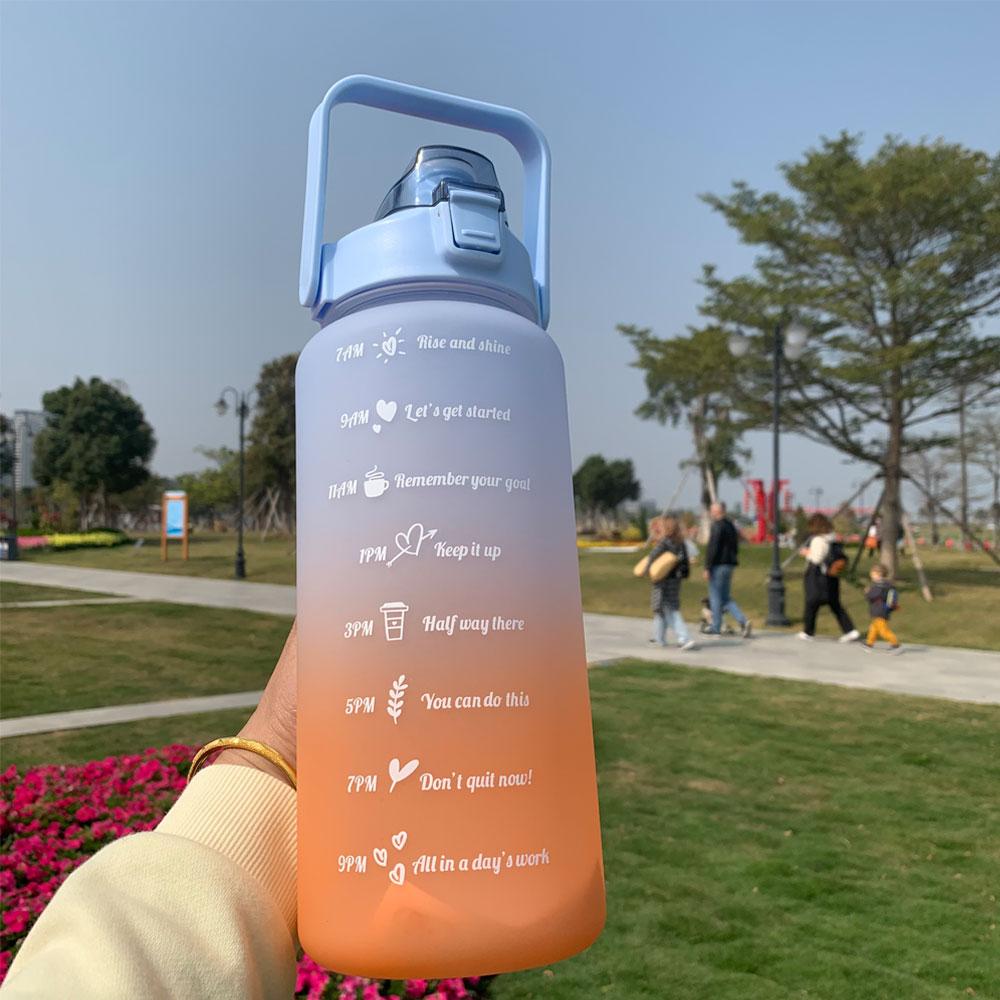 Бутылка для воды Мотивационная бутылка для питья Спортивная бутылка для воды с отметками времени Легкая многоразовая пластиковая бутылка для активного отдыха, путешествий, спортзала