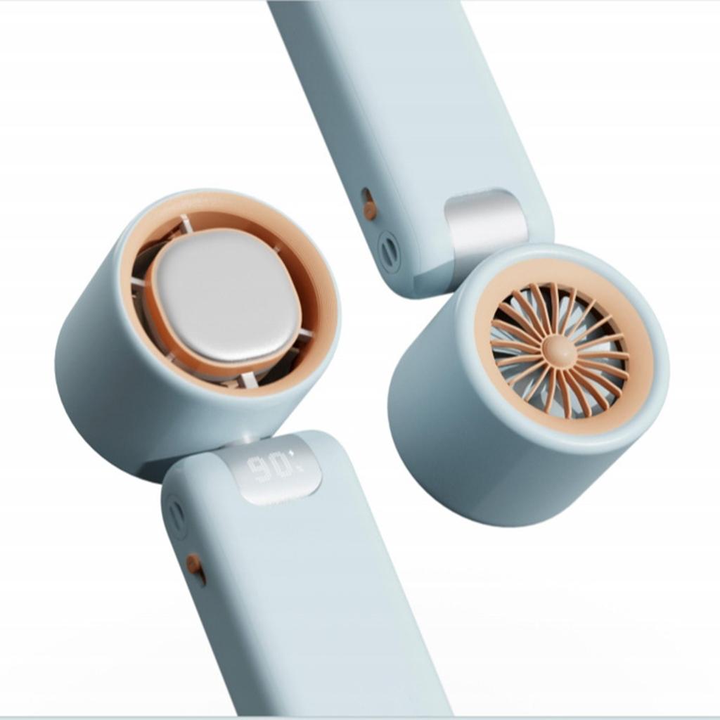 Turbo High-speed Outdoor Folding Handheld Small Fan Portable Usb Charging Digital Display Cooling Neck Fan