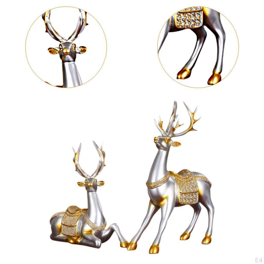 2 штуки фигурок оленей, смоляные статуэтки сидящего и стоящего оленя, скандинавская скульптура, украшения с оленями для