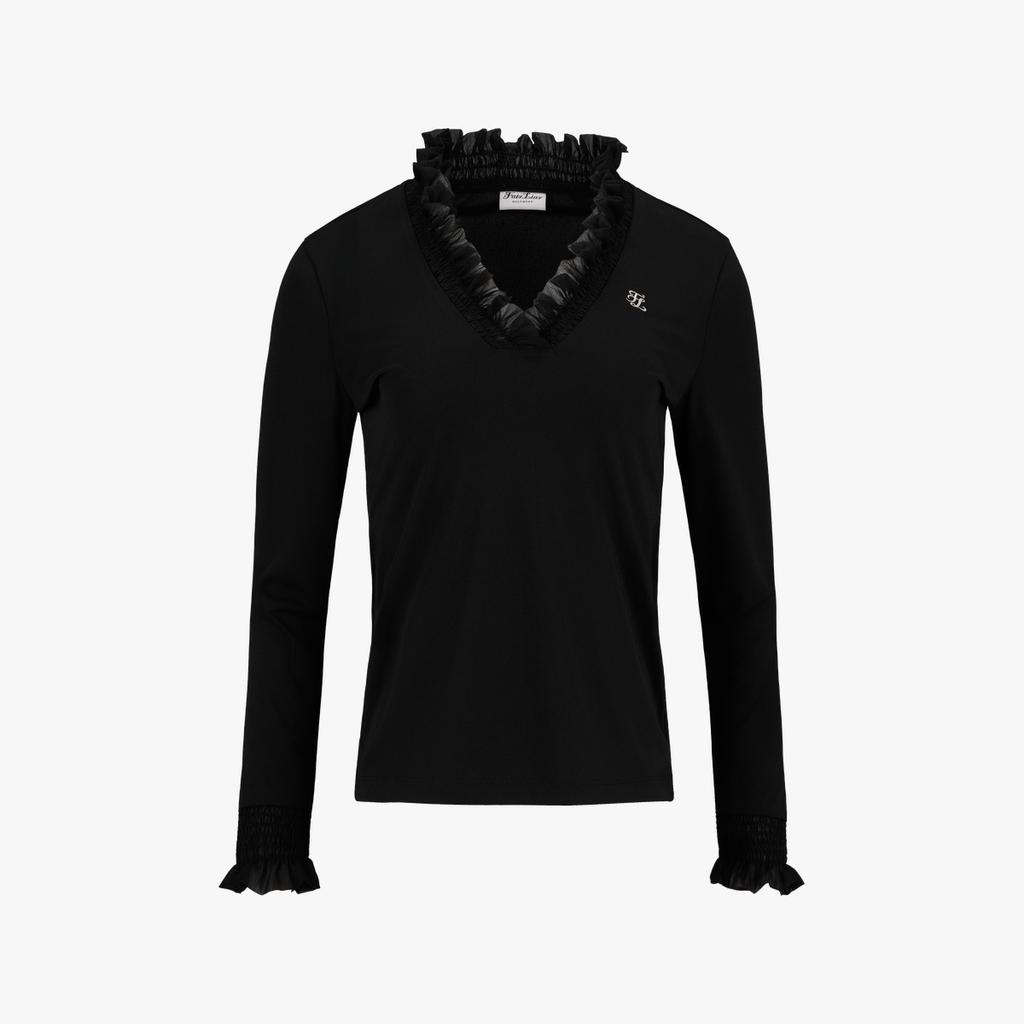 FAIRLIAR GOLF Frill V-Neck T-Shirt (Black)
