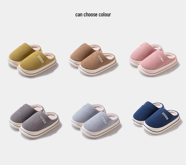 2025 Новые осенне-зимние эластичные хлопковые тапочки на толстой подошве - Теплые, нескользящие и удобные для мужчин и женщин