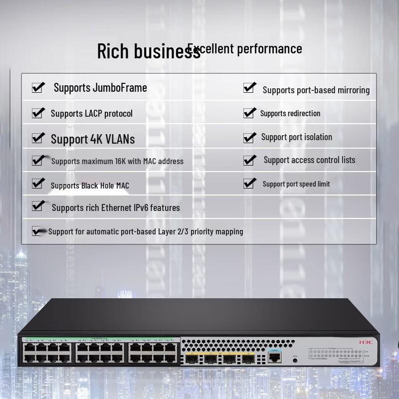H3C S5024X-PWR-EI 24-портовый гигабитный управляемый PoE-коммутатор