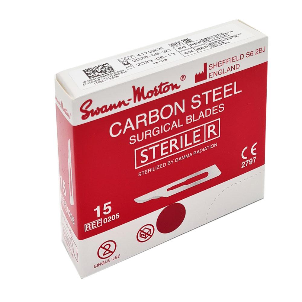 Swann-Morton Carbon Steel Surgical Blade 15 Sterile 100pcs