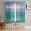 Sand Beach Waves Palm Trees Sheer Curtains for Living Room Decoration Tulle Voile Organza Window Curtains for Kitchen Bedroom