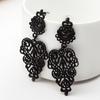 Pierced Drop Long Fashion Hollow Black Zinc Zinc Alloy Dangle Earrings Leaves Earrings