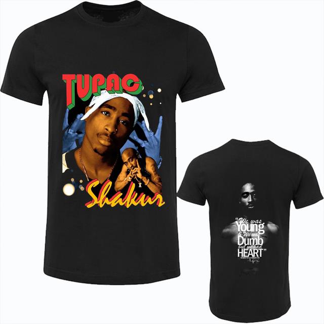 Унисекс рубашка Хлопок Оверсайз Большой размер Рэпер Тупак 2PAC Графический принт Футболки Y2K Хип-хоп Мужская футболка Стритвир Топы Унисе