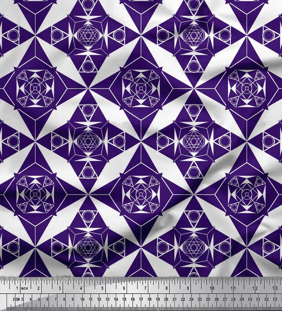 Soimoi Черная японская креп-сатиновая ткань с геометрическим звездным геометрическим принтом, ткань по метрам 42 дюйма