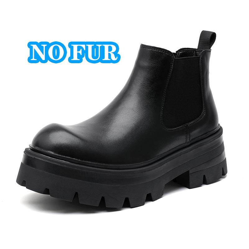 Толстые подошвы, изготовленные вручную, простые ботинки, повседневная кожаная мужская обувь, модные брендовые мужские ботинки челси, винтажные зимние теплые меховые ботильоны