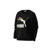 Contrast Color Logo Crew Neck Sweatshirt Women Tops Black 531382-51