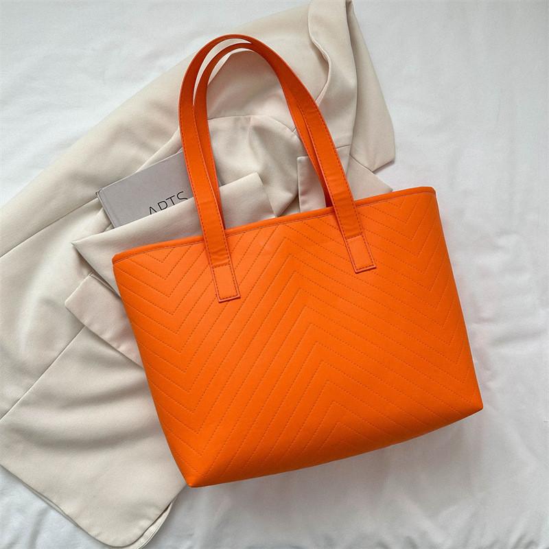 Trendy Simple Design Pu Tote Bag For Women Spacious Everyday Shoulder Bag