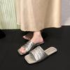 Обувь для женщин 2025 Новые летние уличные лаконичные женские шлепанцы с квадратным носком и открытым носком, повседневные универсальные пляжные шлепанцы для женщин