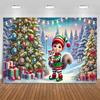 Cute Christmas elf scene, snowy Christmas decorations, children's birthday party decorations, photography backdrop, banner, photo stand props5328
