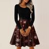 Women's Casual Fashion Round Neck Long Sleeve Christmas Printed Party Vintage Long Dresses