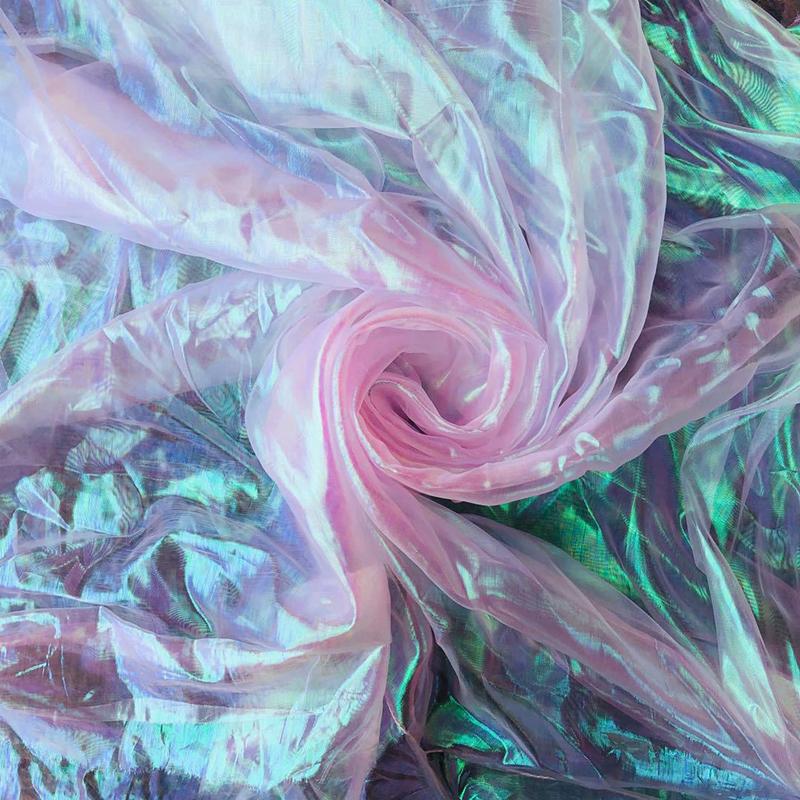 Красочная швейная сетка, флуоресцентная пряжа, органза, стеклянная пряжа, лазерная тюль, шелковый шифон