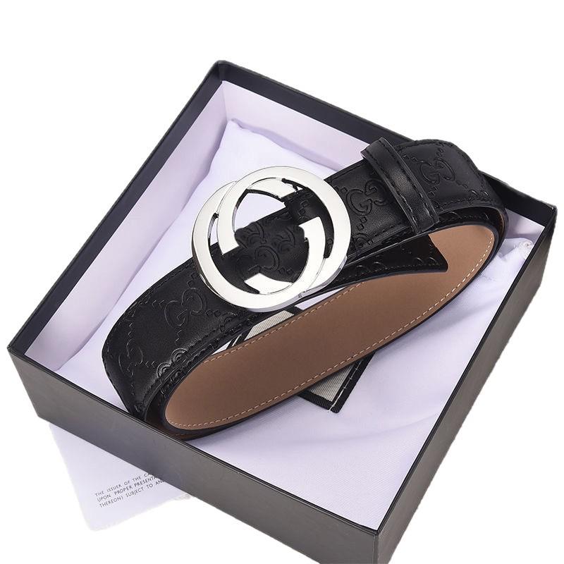 Men's Trendy Korean Double G Smooth Buckle Leather Belt