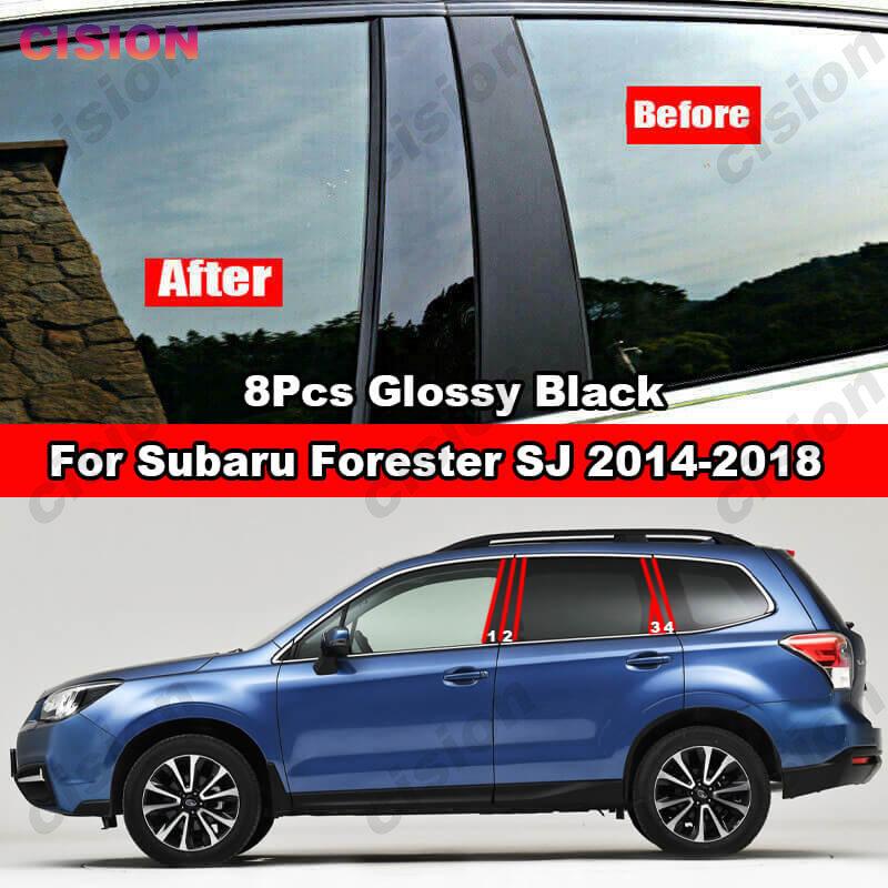 For Subaru Forester SJ 2014-2018 8Pcs Carbon Fiber Car Door Window B C Pillars Post Cover Trim Middle Column PC Material Sticker