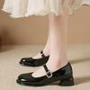2024 Spring and Autumn Fashion Women's Shoes High Quality Solid Color Round Toe Shallow Mouth One-Word Buckle Ladies Mary Jane