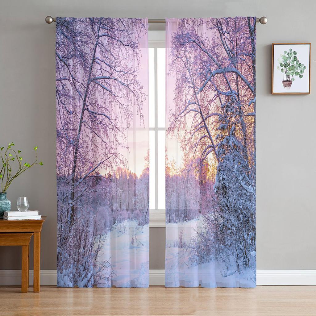 Тюлевые шторы с зелеными ветвями растений и листьями для украшения гостиной, спальни, прозрачная шифоновая прозрачная оконная занавеска из вуали