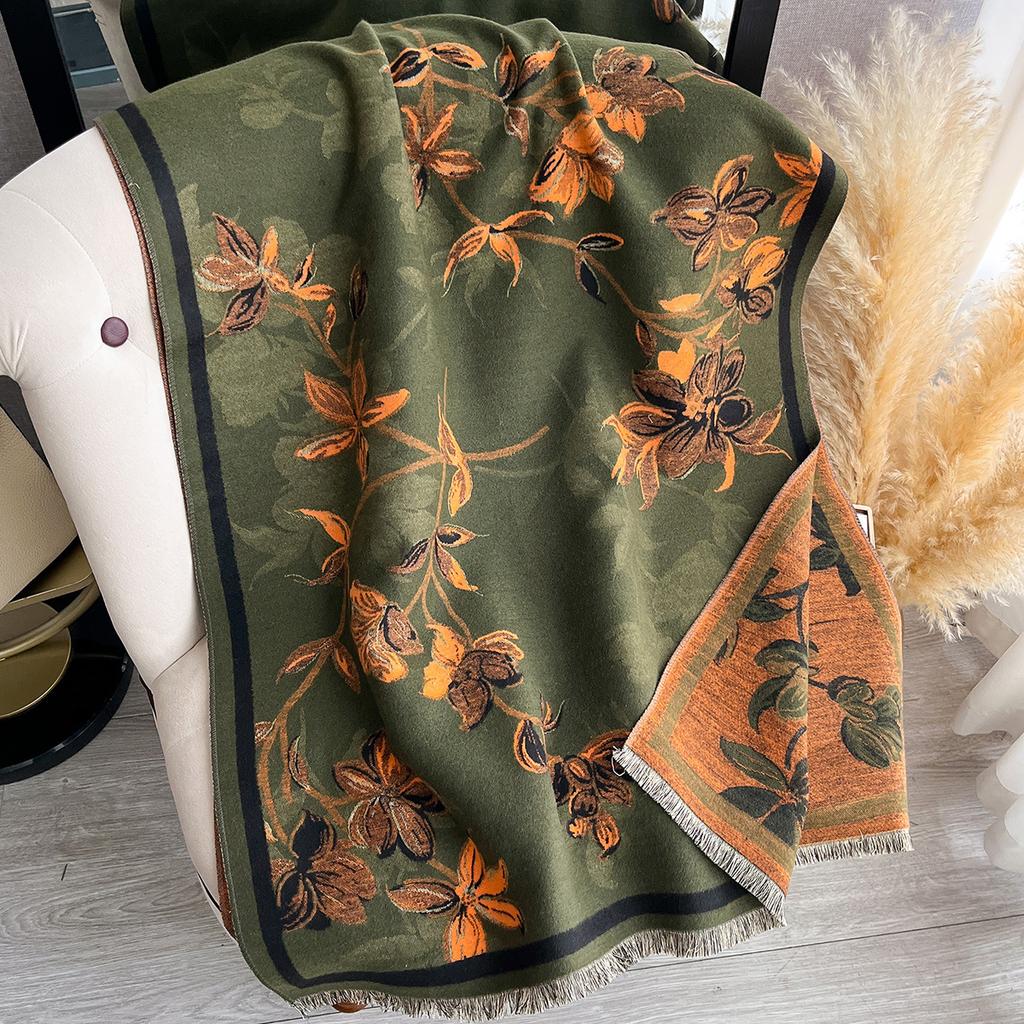 Шарф, расширенная цветочная мода и простота, универсальный во все сезоны, женский шарф из утолщенного имитированного кашемира