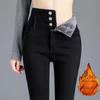 Women's High-Waist Velvet-Lined Slim Black Jeans - Winter Pencil Pants Plus Size Trend