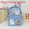 Student Simple Backpack With Transparent Compartments And Pendant Badges