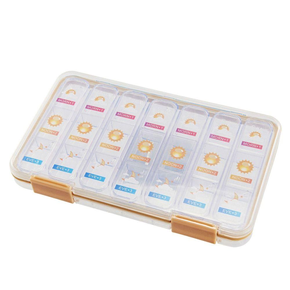 Sliding Cover Design 7-Day Pill Organizer 21 Grid Medicine Storage Box  for Travel Household