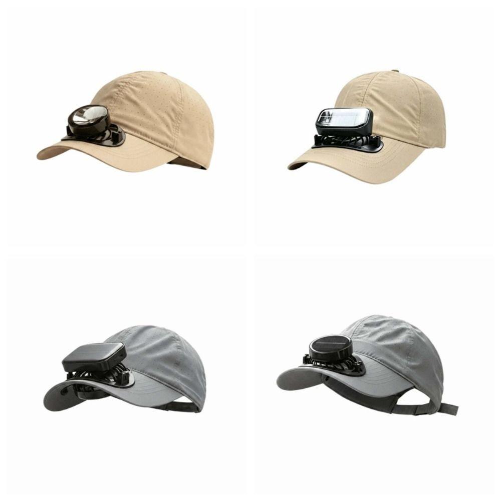 Portable Rechargeable Fan Hat Solid Color Cooling Fan Peaked Cap for 3.7V/300mAh Hiking