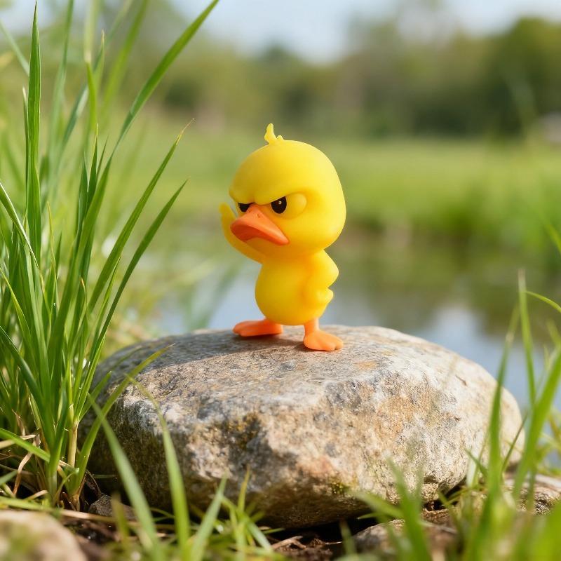 Funny Stop Angry Yellow Duck Statue, Refusal Gesture with Cute Angry Expression – for Home Decor, Office Desk, Car & Party Gifts
