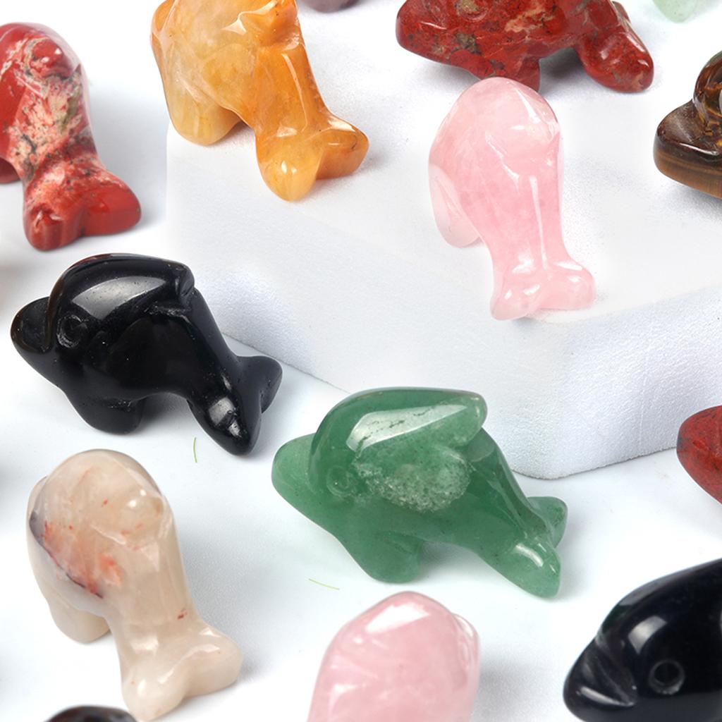 2Pcs/Pack Natural Semi-Precious Stone Ornament Decoration Dolphin Shape Healing Gems Home Decor Christmas New Year Small Furnishings Jewelry 18x27 Mm