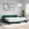 VidaXL Daybed with Trundle and Mattress Dark Green 90x200cm Velvet 3196955