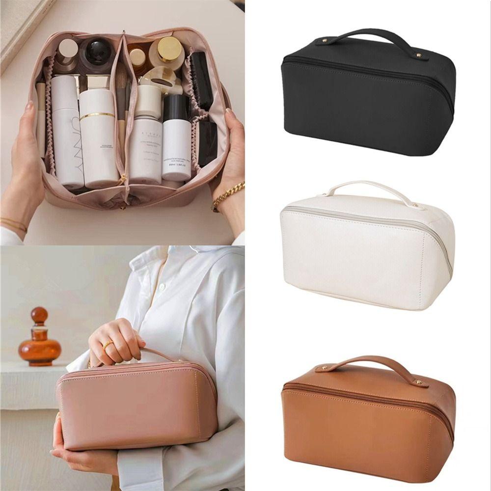 PU Leather Waterproof Big Space Cosmetic Bags Large Capacity Makeup Bags Toiletry Organizer Bags