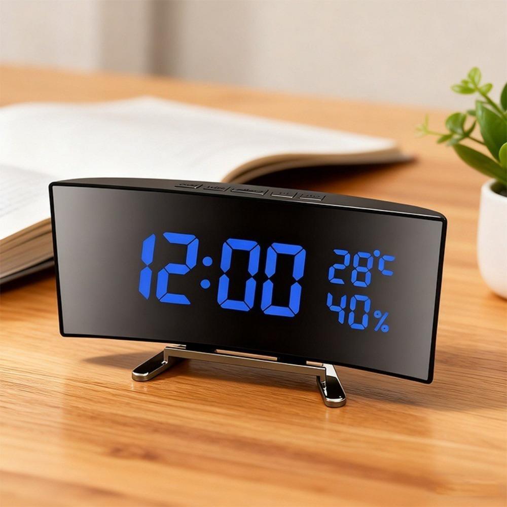 Curved Screen Digital Alarm Clock Large Table Clock Multi-function Desk Clock  Table Use