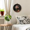 Qskjre Dark Moody Peony Floral Wall Art Decor, Vintage Cottagecore Pink Peonies Flower Round Wood Framed Canvas Wall Artwork, Shabby Chic Hanging